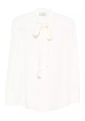 Alberto Biani bow-neck silk shirt - White