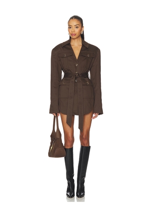 EAVES Lumi Mini Dress in Brown. Size L. Also in M, XL.