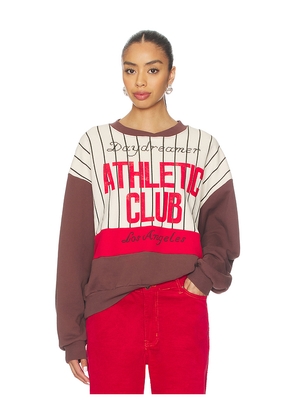 DAYDREAMER Athletic Club Colorblocked Sweatshirt in Brown. Size L/XL. Also in S/M.