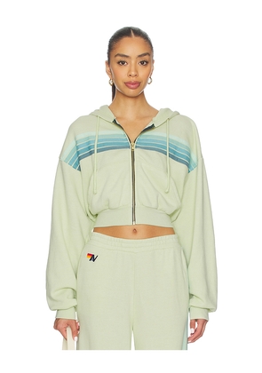 Aviator Nation 5 Stripe Cropped Zip Hoodie in Green. Size L. Also in M, S, XL/1X, XS.