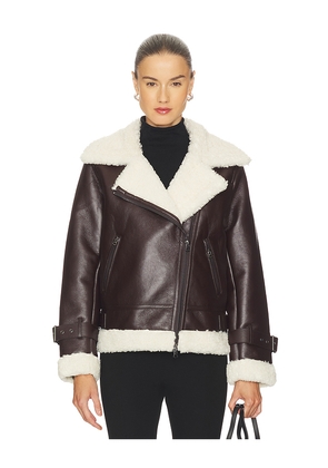 Hudson Jeans Vegan Leather Sherpa Jacket in Brown. Size L. Also in M, S, XL, XS.