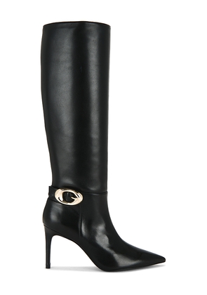 Stuart Weitzman Stuart Power Buckle Boot in Black. Size 10. Also in 6, 6.5, 7, 7.5, 8, 8.5, 9, 9.5.