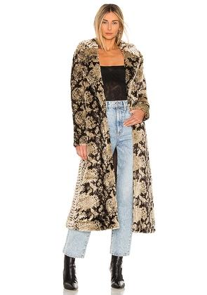 Unreal Fur Madam Grace Faux Fur Coat in Taupe. Size L. Also in M, S, XS.