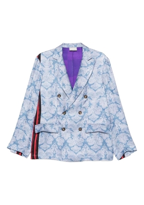Pierre-Louis Mascia stripe-detail paisley-print jacket - Blue
