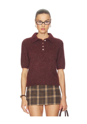 W. Cashmere Luna Polo Short Sleeve Pullover in Burgundy. Size L. Also in M, S, XL, XS.