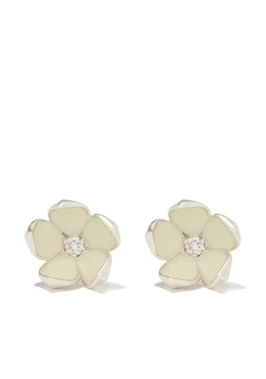 Shaun Leane silver Cherry Blossom diamond large flower stud earrings