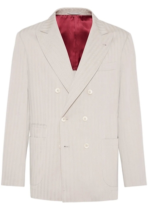 Brunello Cucinelli striped double-breasted blazer - Neutrals
