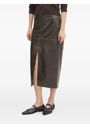 Day Birger Et Mikkelsen front-slit leather midi skirt - Brown