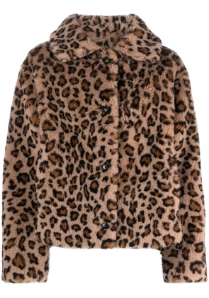 Yves Salomon leopard-print wool jacket - Brown