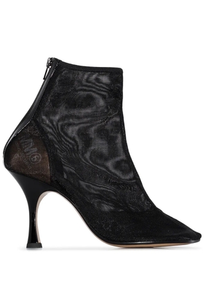 MM6 Maison Margiela mesh square toe ankle boots - Black
