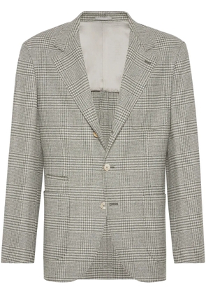 Brunello Cucinelli single-breasted checked blazer - Green