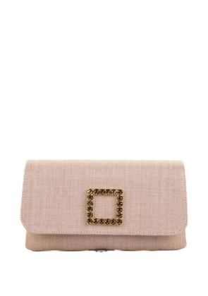 Roberto Festa crystal-embellished tweed clutch bag - Neutrals