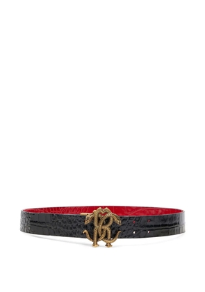 Roberto Cavalli Mirror Snake Monogram reversible belt - Black