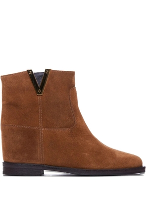 Via Roma 15 V-detail suede boots - Brown