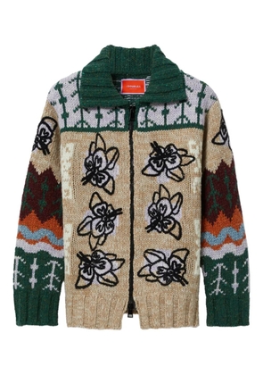 La DoubleJ floral-embroidered cardigan - Neutrals