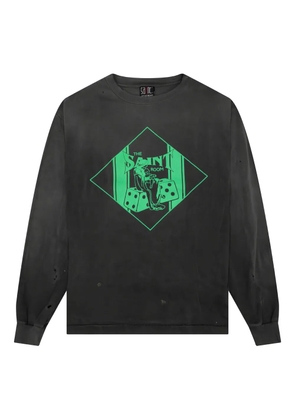 SAINT MXXXXXX graphic-print distressed long-sleeve T-shirt - Black