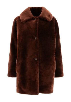 B&W button-fastening collar coat - Brown