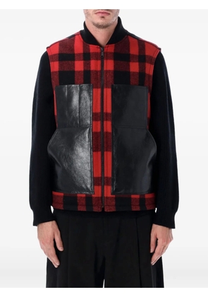 Junya Watanabe MAN check panelled vest - Red