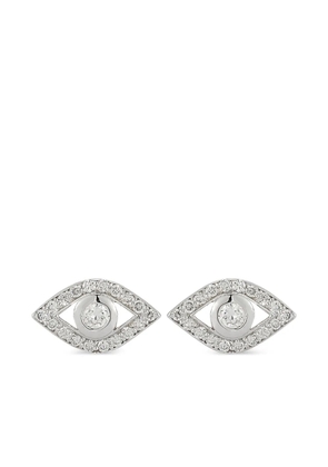 Mateo 14k white gold diamond evil eye earrings - Silver