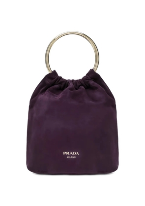 Prada medium ring-handle suede bucket bag - Purple