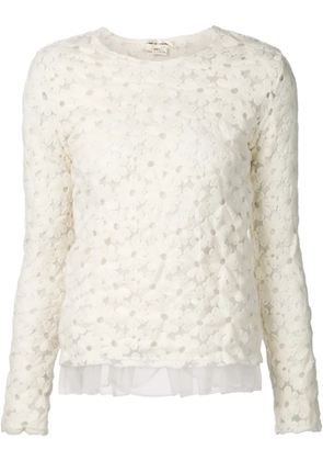 Comme Des Garçons lace ruffled hem blouse - White