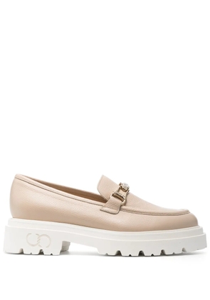 Casadei logo-engraved hardware leather mocassins - Neutrals