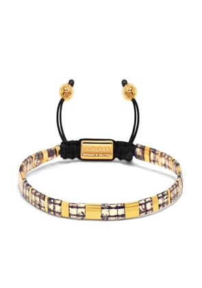 Nialaya Jewelry logo-engraved beaded bracelet - Gold