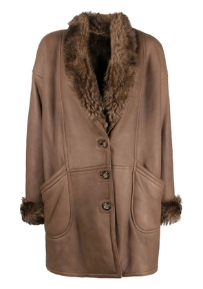 A.N.G.E.L.O. Vintage Cult 1980s faux-fur trimmed leather coat - Brown