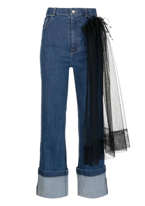 ACT Nº1 tulle-panel cropped jeans - Blue