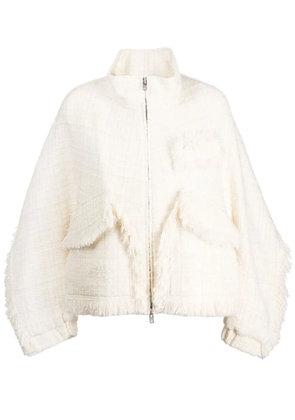 Goen.J stand-collar tweed bomber jacket - White