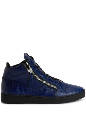Giuseppe Zanotti Kriss crocodile-effect mid-top sneakers - Blue