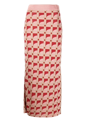 PAULA long jacquard pencil skirt - Pink
