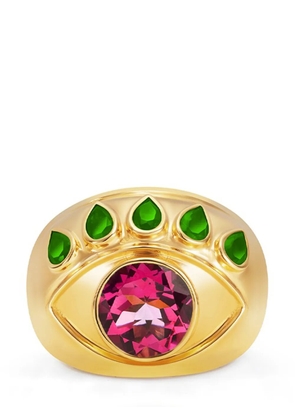 Nevernot 18kt yellow gold Ready To See You topaz and tsavorite ring