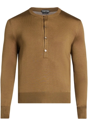 TOM FORD fine-knit silk T-shirt - Green