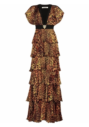 Roberto Cavalli leopard-print long evening dress - Black