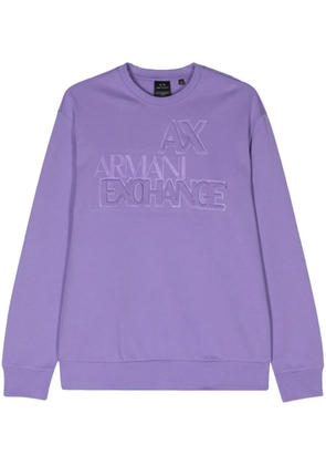 Armani Exchange logo-embossed cotton blend sweatshirt - Purple