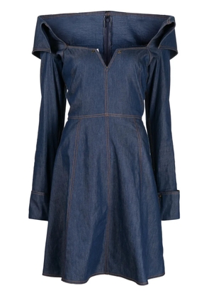 Saiid Kobeisy bonded-seam washed denim minidress - Blue