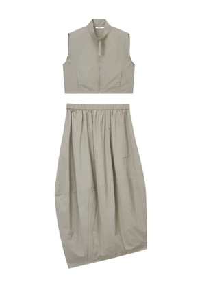 b+ab zip-front sleeveless top and skirt set - Neutrals