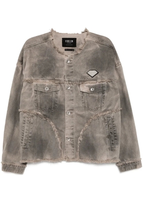 FIVE CM logo-patch denim jacket - Grey