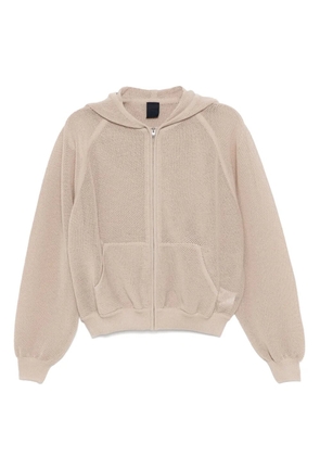 Juun.J zip-up knitted hoodie - Neutrals