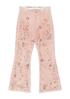 MASU Galaxy-cut Leather Flare pants - Pink