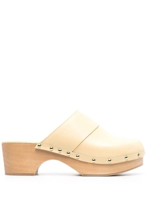 Aeyde Bibi 60mm leather wooden mules - Neutrals