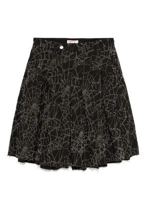 MASU flocky-web pleated shorts - Black