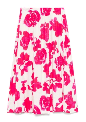 Luisa Cerano flower-print midi skirt - Pink