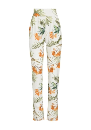 Brigitte floral-print pleated trousers - White