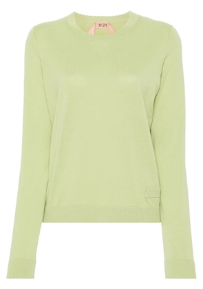 Nº21 logo-appliqué cotton jumper - Green