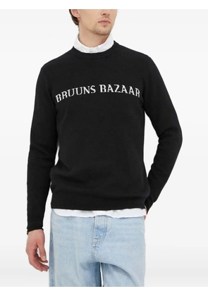 Bruuns Bazaar logo-intarsia crew-neck sweater - Black