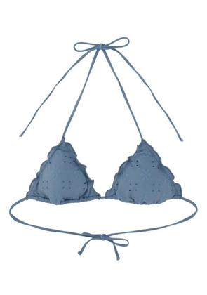 MC2 Saint Barth embroidered-eyelet ruffled-details bikini top - Blue