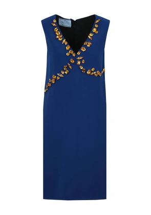Prada crystal-embellished V-neck dress - Blue
