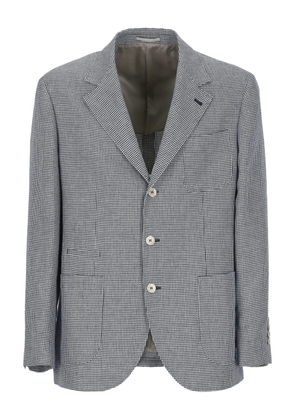 Brunello Cucinelli pied-de-poule linen blazer - Grey